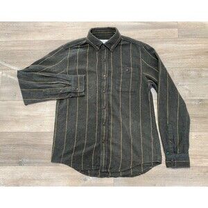 Anian Shirt Mens M Olive Striped Cotten Blend Overshirt Flannel Shacket Casual